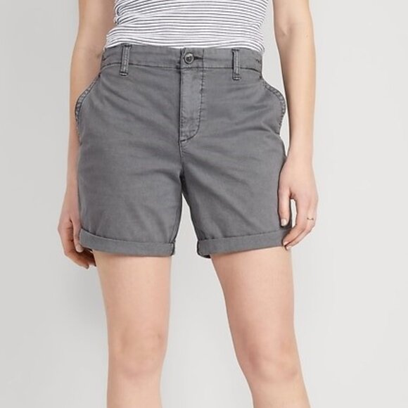 Old Navy OG Chino Shorts High Rise Panther Gray Size Large NEW - Picture 1 of 6